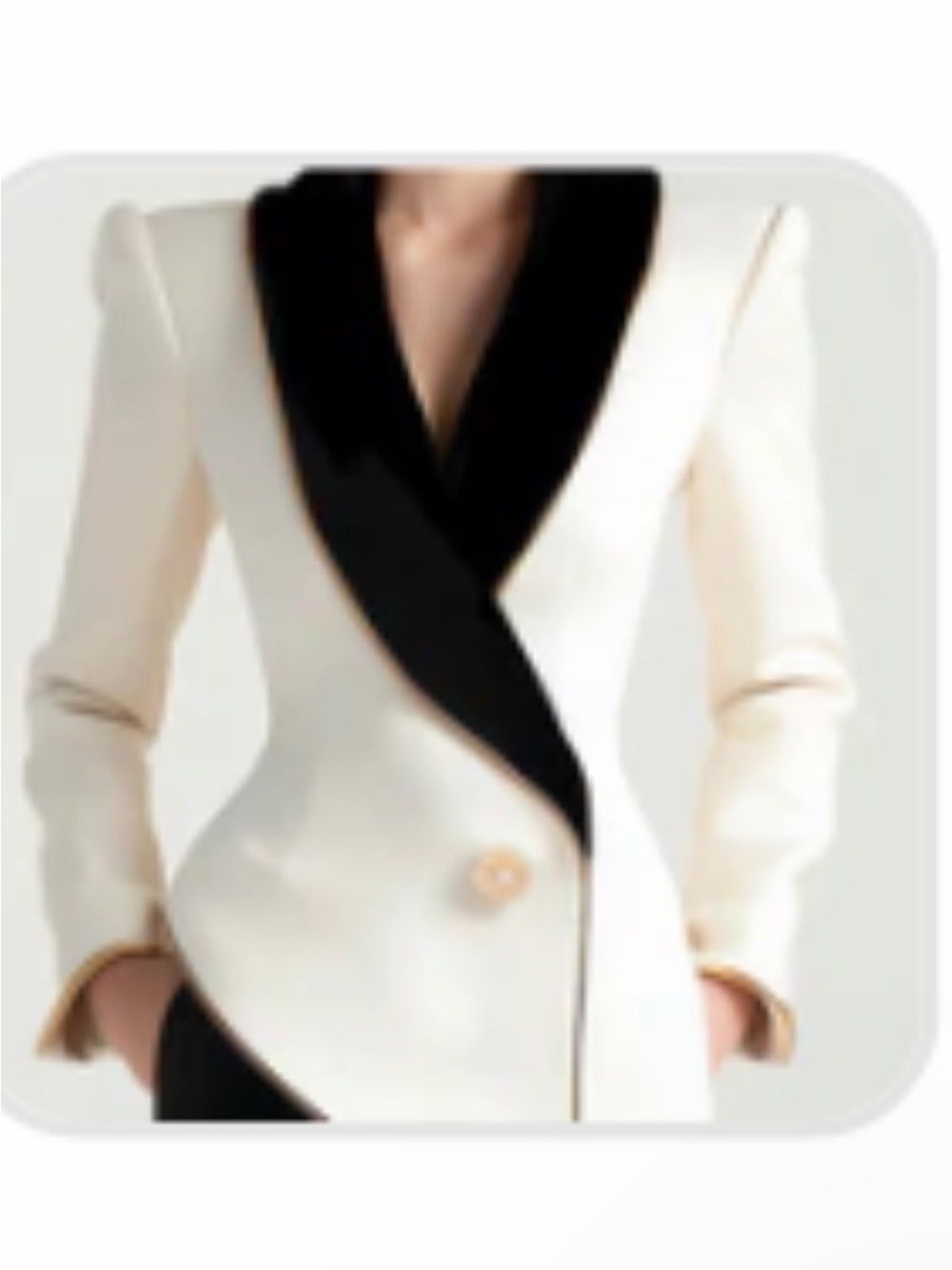 Ivory Blazer with Black Shawl Lapel